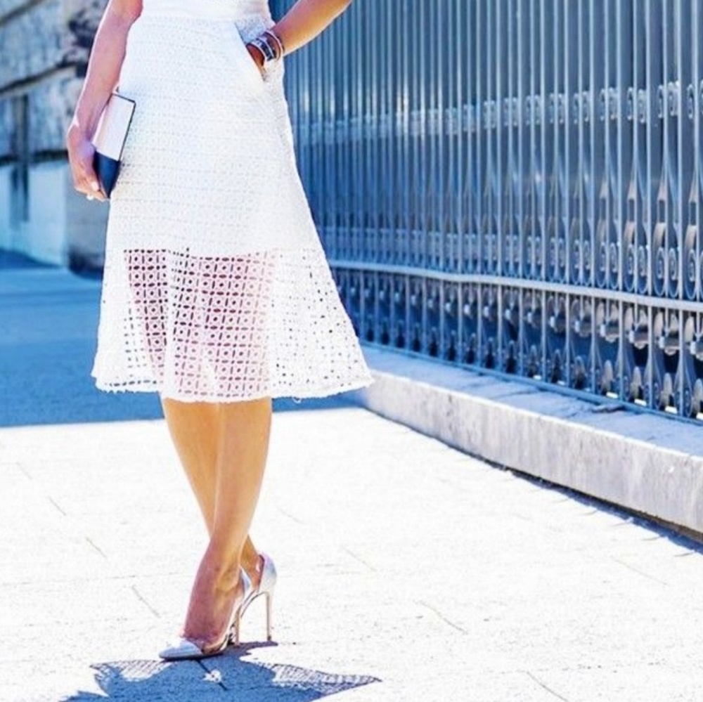 Who What Wear White Eyelet Lace Midi Skirt Size 6